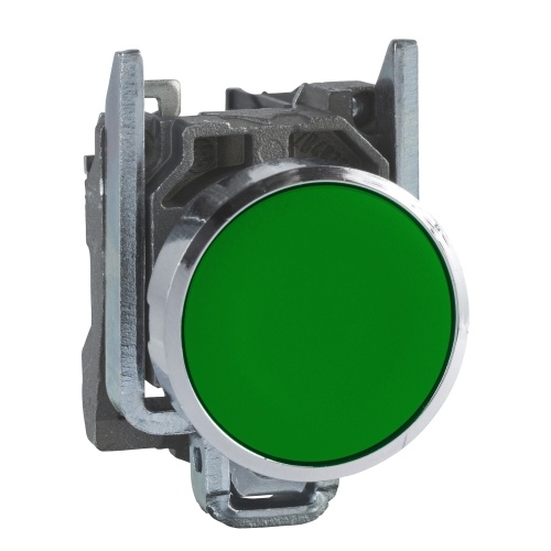 Schneider Electric XB4BA31 Harmony 22 mm Round Green Chromium plated metal Push Button Non-Illuminated Flush 1 NO Modular Complete Assembly