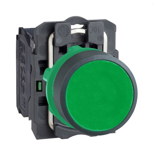 Schneider Electric XB5AA31 Harmony 22 mm Round Green Plastic, Dark gray plastic Push Button Non-Illuminated Flush 1 NO Modular Complete Assembly