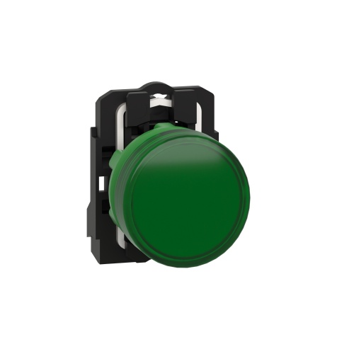 Schneider Electric XB5AVB3 Harmony 22 mm Round Green Dark gray plastic Pilot Light Illuminated 24 V AC/DC Modular Complete Assembly
